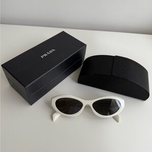 Prada White Cat-Eye Sunglasses with Dark Lenses